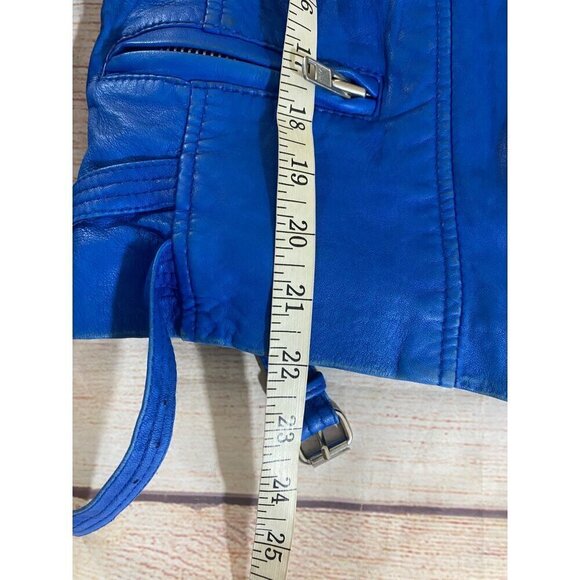 IRO Women's Luigaspe Blue Lamb Skin Designer Leather Moto Jacket - 2 - Picture 10 of 16